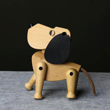 Load image into Gallery viewer, Wooden Dog Oscar Nordic Figurine, Wood & Leather - Scandivagen
