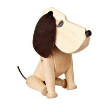 Load image into Gallery viewer, Wooden Dog Oscar Nordic Figurine, Wood & Leather - Scandivagen