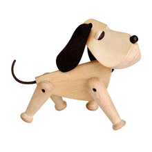 Load image into Gallery viewer, Wooden Dog Oscar Nordic Figurine, Wood & Leather - Scandivagen