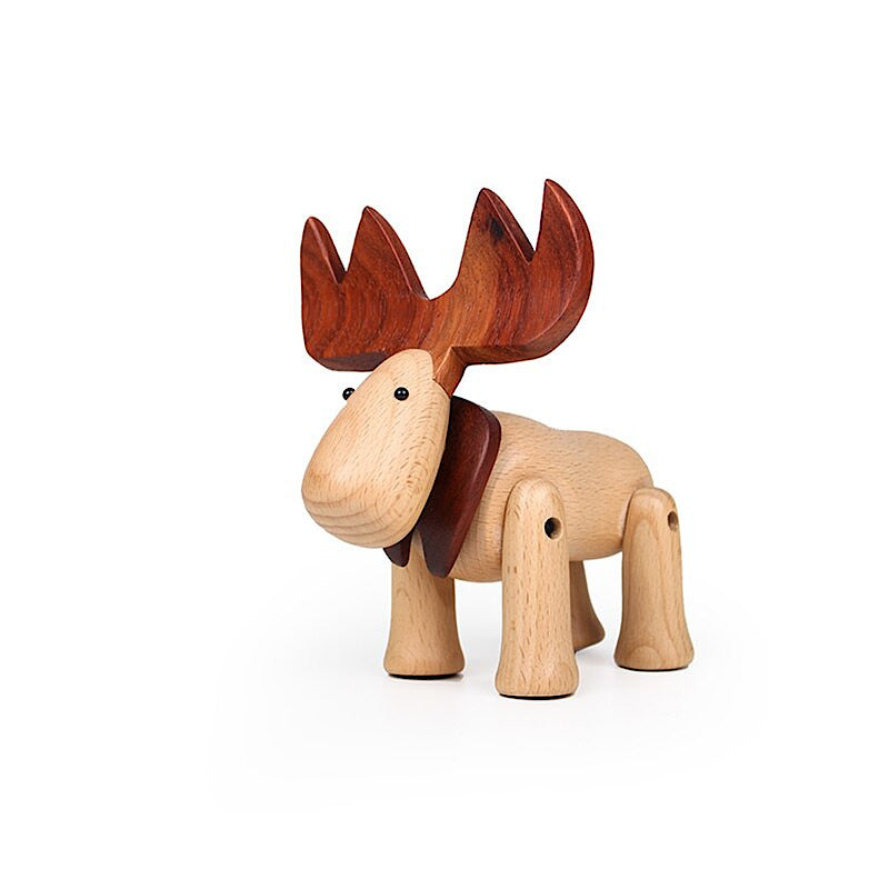 Wooden Moose Figurine, Beech and Walnut Wood - Scandivagen