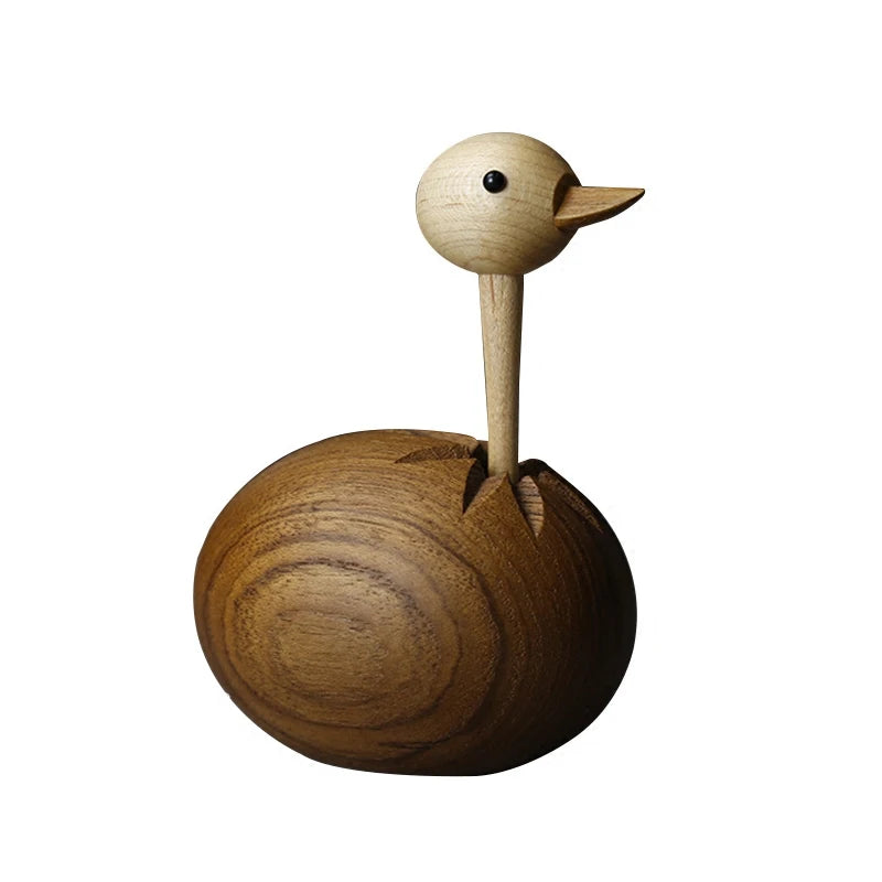 Wooden Small Ostrich Figurine, Teak & White Oak Wood - Scandivagen