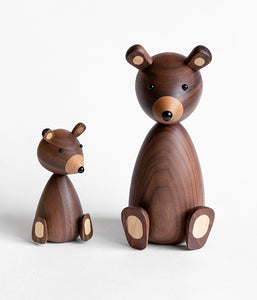 Wooden Bear, Large & Small Nordic Figurines, Walnut & Oak Wood -Scandivagen