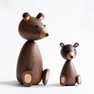Wooden Bear, Large & Small Nordic Figurines, Walnut & Oak Wood -Scandivagen