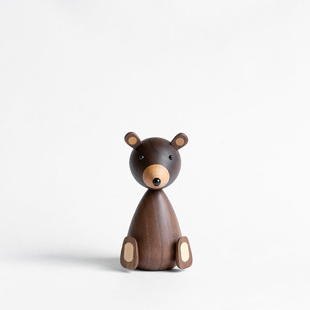 Wooden Bear, Small Nordic Figurines, Walnut & Oak Wood -Scandivagen