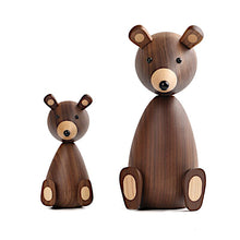 Load image into Gallery viewer, Mummy &amp; Baby Bear, Walnut &amp; Oak Wood Figurines
