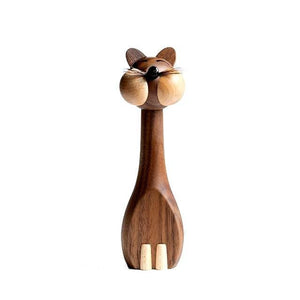 Wooden Cat & Mouse Nordic Figurines,  Walnut Wood  - Scandivagen