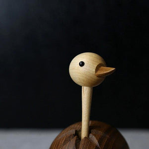 Wooden Small Ostrich Figurine, Teak & White Oak Wood - Scandivagen