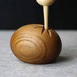 Wooden Small Ostrich Figurine, Teak & White Oak Wood - Scandivagen
