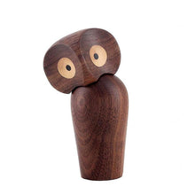 Load image into Gallery viewer, Wooden Owl Nordic Figurine, Walnut &amp; Oak Wood - Scandivagen
