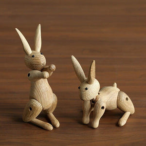 Wooden Rabbit Figurines, Walnut & Maple Wood - Scandivagen