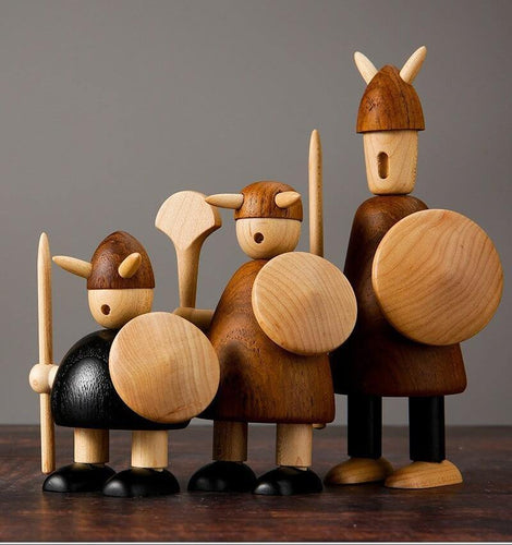 Wooden Vikings, Nordic Figurines, Teak & Beech Wood - Scandivagen