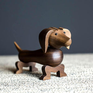 Wooden Dog Nordic Figurines,  Walnut Wood - Scandivagen