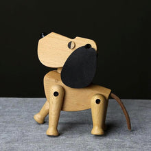 Load image into Gallery viewer, Wooden Dog Oscar Nordic Figurine, Wood &amp; Leather - Scandivagen
