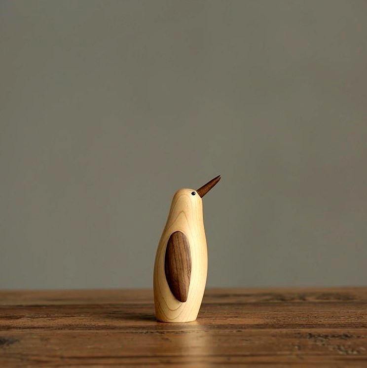 Wooden Penguin Figurines, Walnut & Maple Wood - Scandivagen