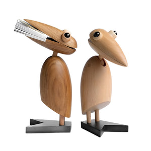 Wooden Woodpecker, Card Holder, Teak & Beech Wood - Scandivagen